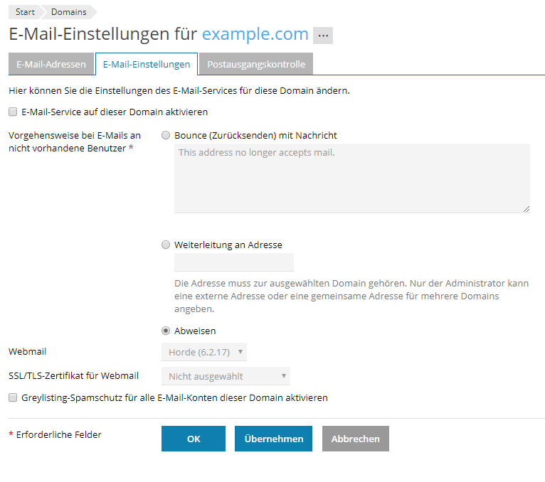 Mail-Services einer Domain bei Plesk deaktivieren